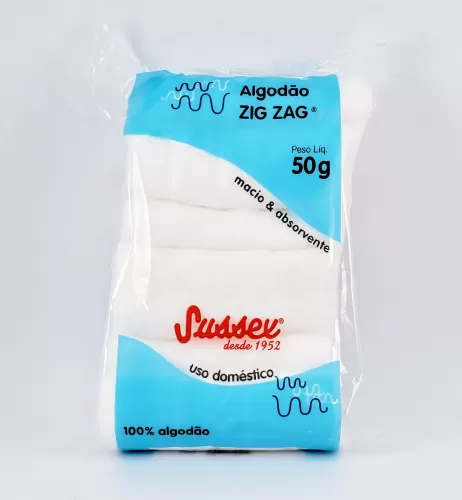 Sussex Algodão Zig Zag Pacote 50g macio e absorvente