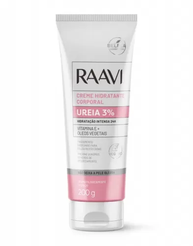 Raavi Creme Hidratante Uréia 3% Hidratação 24h 200g nutritivo protetor