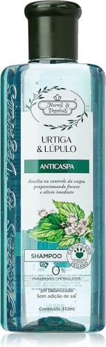 Flores & Vegetais Shampoo Anticaspa Urtiga e Lúpulo 300mL fortalecedor equilibrante