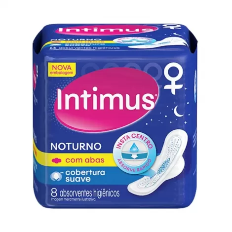 Intimus Absorvente Noturno Suave Com Abas 8 unidades cobertura suave proteção noturna
