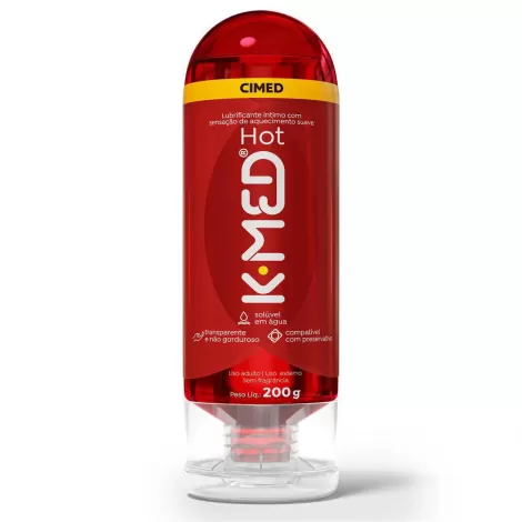 Gel Lubrificante Íntimo K-Med Hot 200ml aquecimento prazeroso hidratante