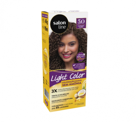Salon Line Light Color 5.0 Castanho Claro 50g sem amonia hidratante nutritivo