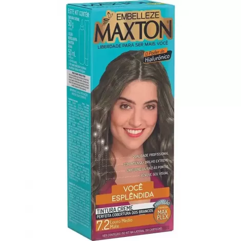 Maxton Tintura Creme 7.2 Louro Médio Mate 125g cobertura total brilho natural