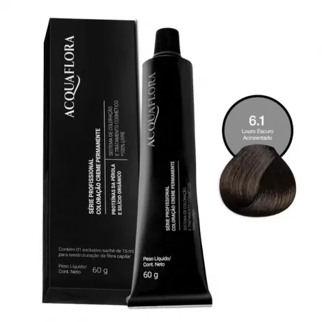 Acquaflora Coloração Creme 60g 6.1 Louro Escuro Acinzentado cobertura uniforme brilho intenso