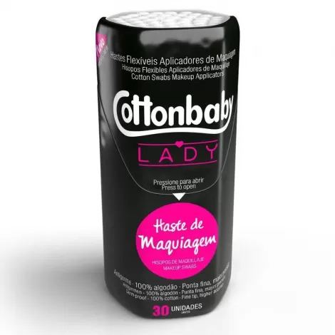 Cottonbaby Hastes Flexíveis Lady 30 unidades maquiagem precisa hipoalergênico