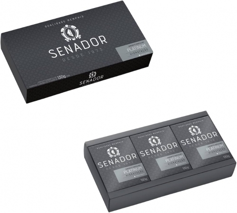 Kit Sabonete Senador Platinum 3 unidades 130g hidratante perfumado