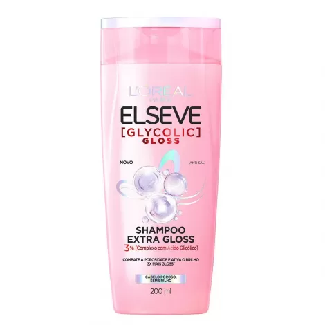 Elseve Shampoo Glycolic Gloss 200ml hidratante iluminador