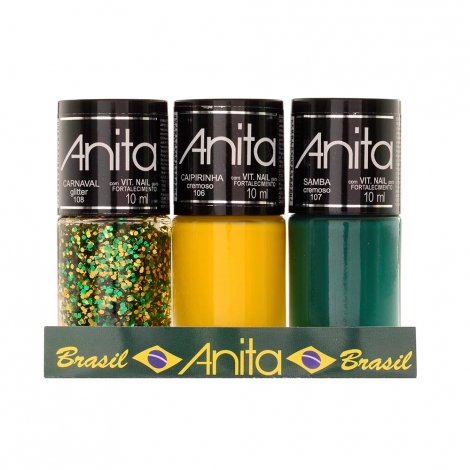 Anita Kit Esmalte Copa Brasil 10 ml vibrante duradouro