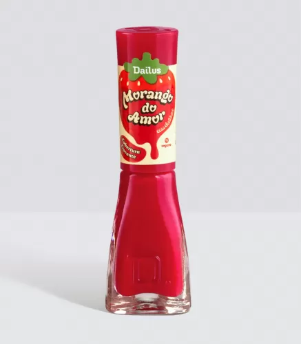 Esmalte Dailus Morango do Amor Cobertura Crocante 8ml brilho intenso secagem rápida