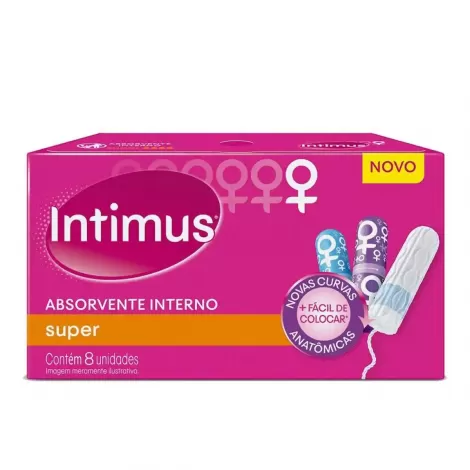 Intimus Absorvente Interno Super 8 unidades cobertura dermoseda fluxo intenso