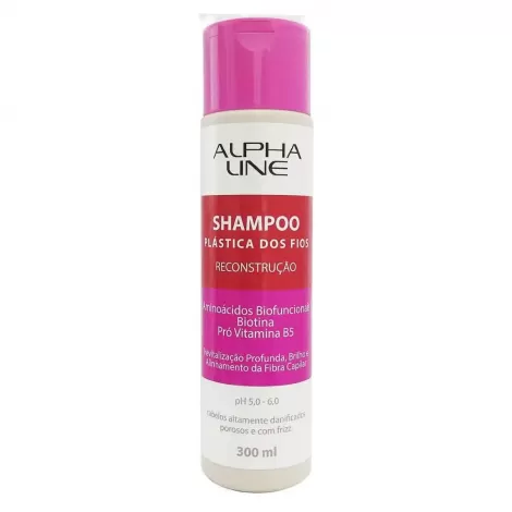 Shampoo Plástica dos Fios Alpha Line 300ml reconstrutor disciplinante