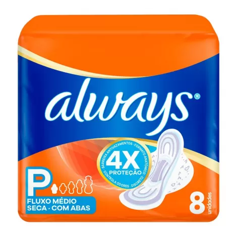 Always Absorvente Super Proteção 8 unidades cobertura seca fluxo moderado