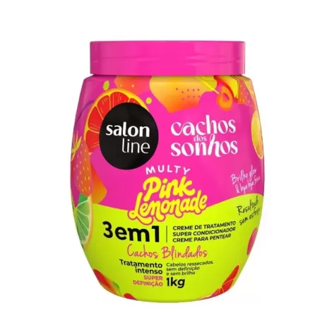 Salon Line Cachos dos Sonhos 3 em 1 Pink Lemonade 1kg hidratante definidor