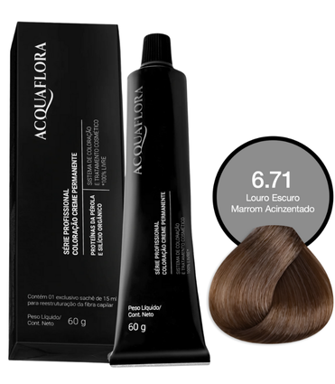 Coloração Acquaflora 6.71 Louro Escuro Marrom Acinzentado 60g hidratante antioxidante