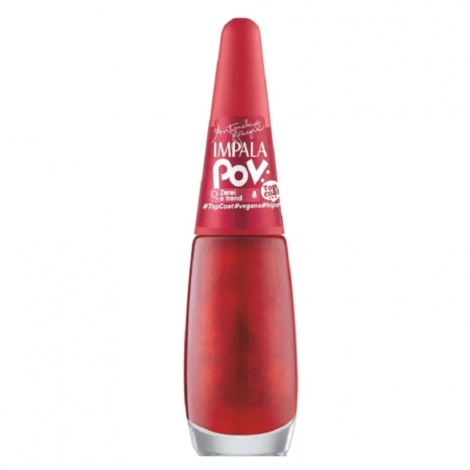 Esmalte Top Coat Perolado Vermelho Impala Zerei a Trend Coleção POV