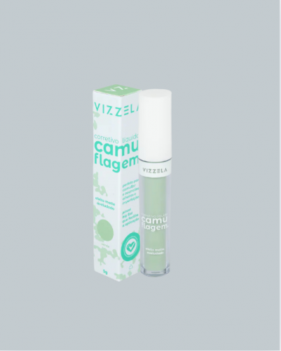 Vizzela Corretivo Líquido Camuflagem Verde 5g alta cobertura acabamento natural