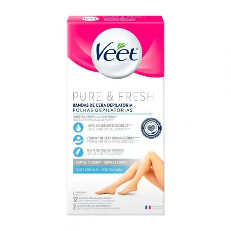 Veet Folhas Depilatórias Corporais Delicada 12 unidades suave eficaz