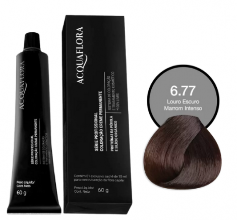 Acquaflora Coloração Creme 60g 6.77 Louro Escuro Marrom Intenso cobertura uniforme brilho intenso