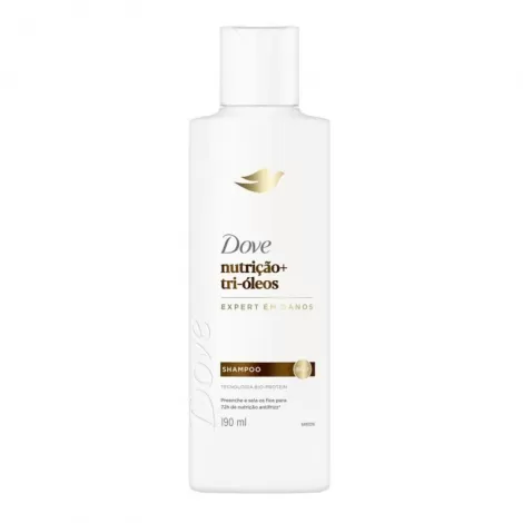 Dove Shampoo 190ml Nutrição Tri-Óleos cabelos secos brilho antifrizz