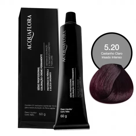Acquaflora Coloração Creme 60g 5.20 Castanho Claro Irisado Intenso cobertura uniforme brilho intenso