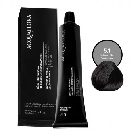 Coloração Acquaflora 5.1 Castanho Claro Acinzentado 60g hidratante antioxidante