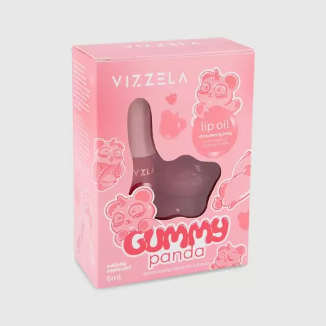 Vizzela Lip Oil Gummy Panda 6ml brilho intenso hidratação pH color tint