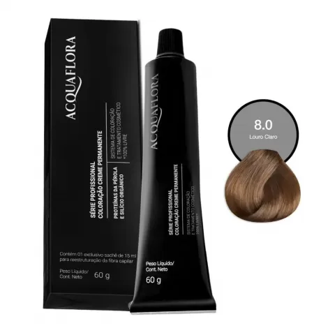 Coloração Permanente Acquaflora Louro Claro 8.0 60g nutritiva brilho intenso