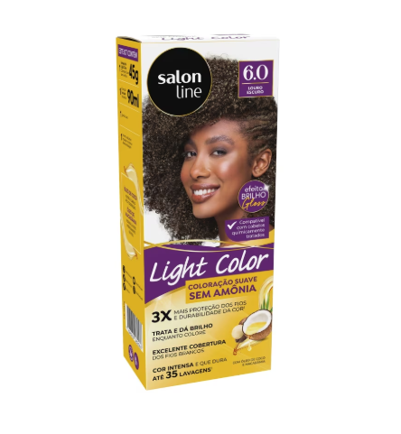 Salon Line Light Color 6.0 Louro Escuro 50g sem amônia hidratante nutritivo